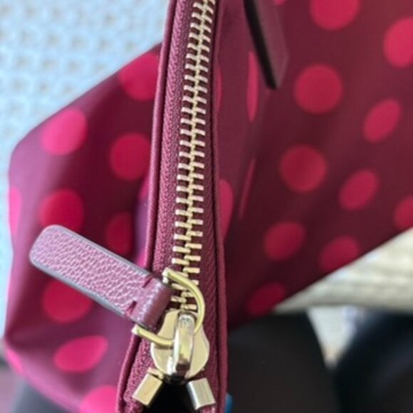 Rare Hayden Kate Spade New York pink and burgundy polka dot tote bag - Picture 4 of 8